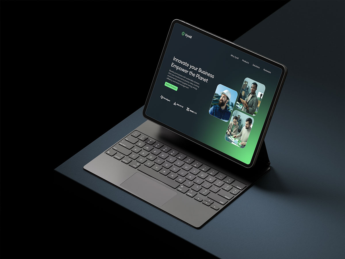 Versão tablet do site da Vyvid.
